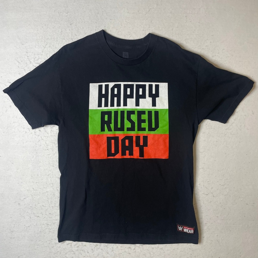 WWE Rusev‎ Happy Rusev Day Black T Shirt Authentic Wear Mens L